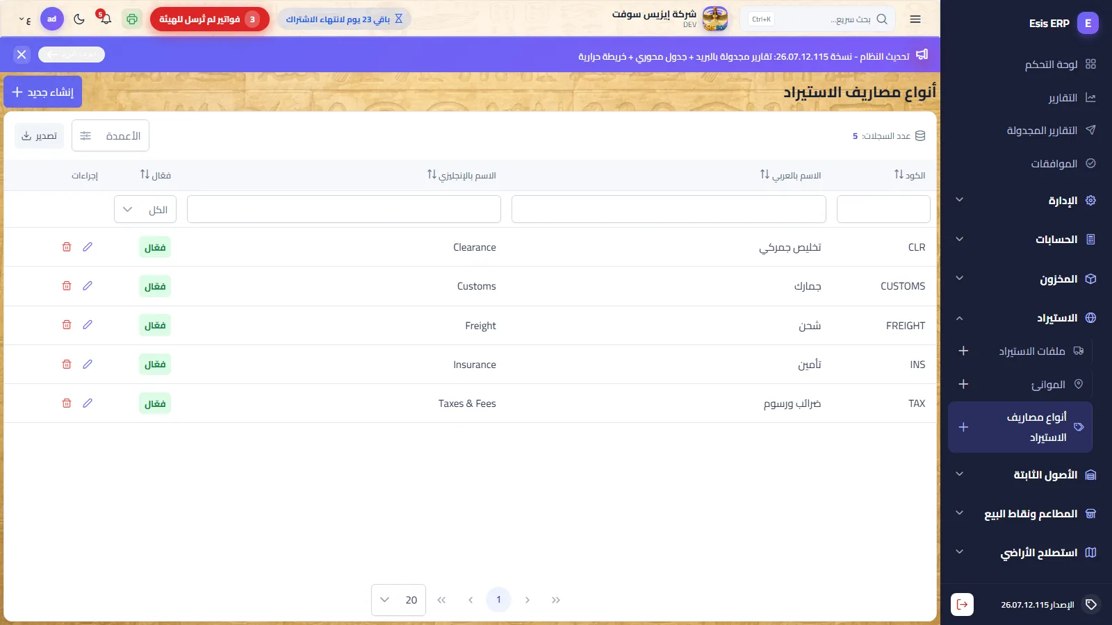 أنواع المصاريف