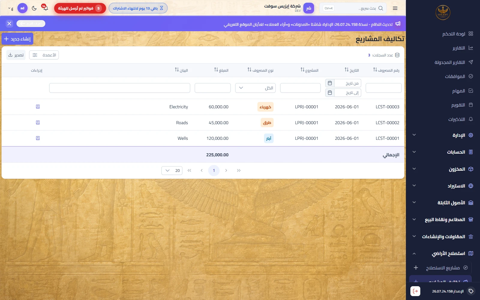 تكاليف المشاريع