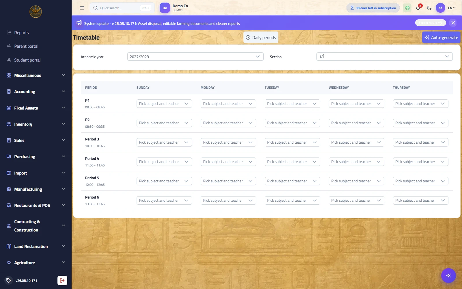 Timetable