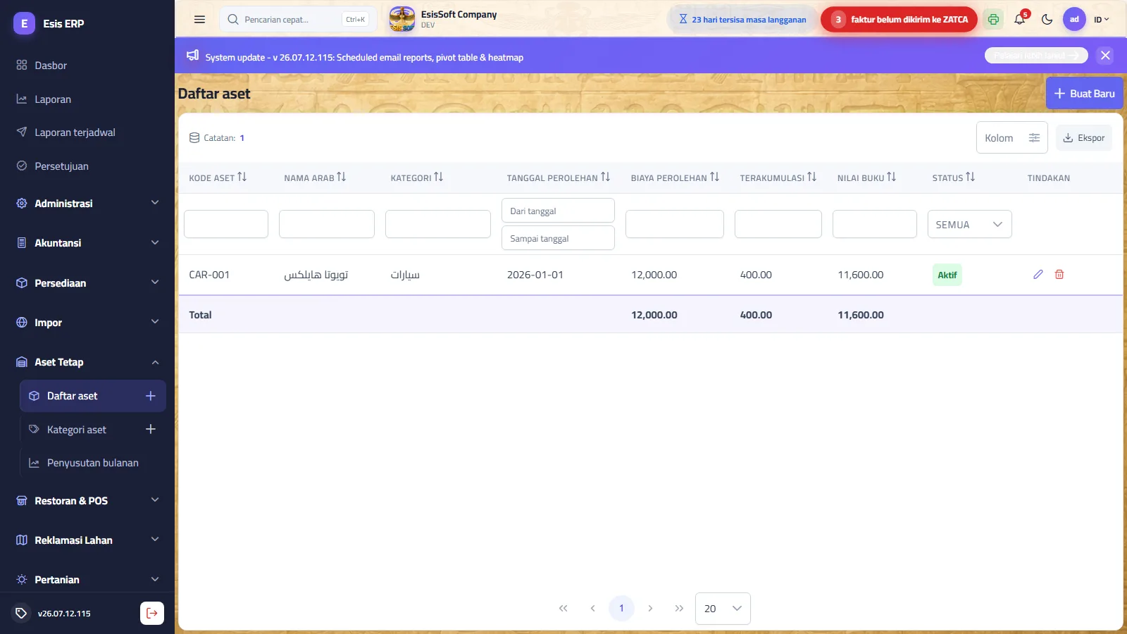 Register aset
