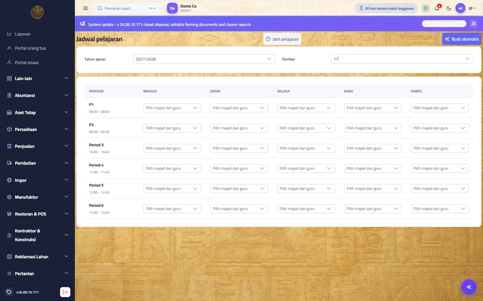 Jadwal pelajaran
